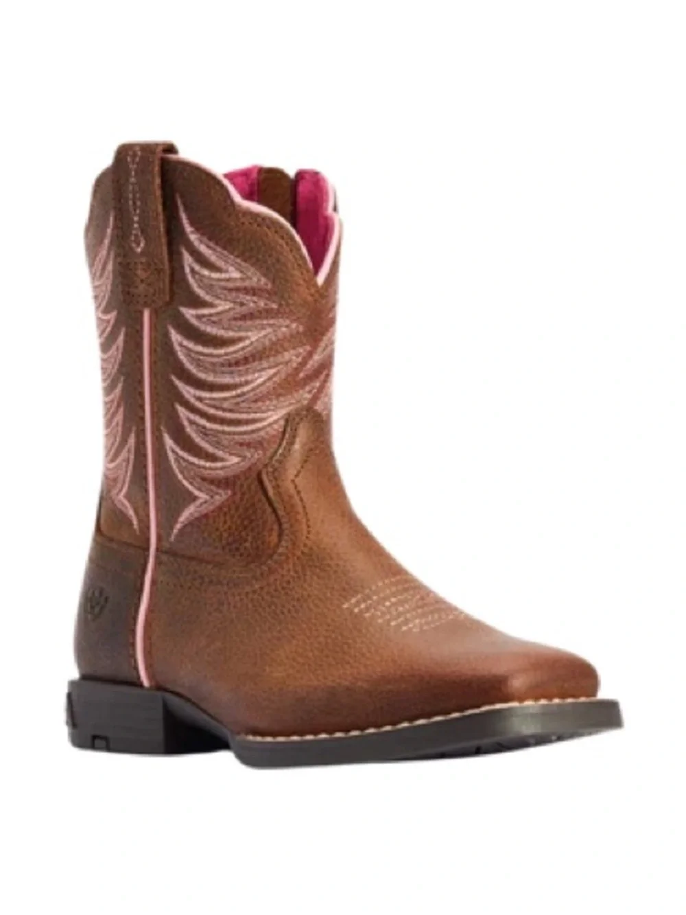Ariat Kids Firecatcher Rowdy Brown Pink Western Boots Size 10